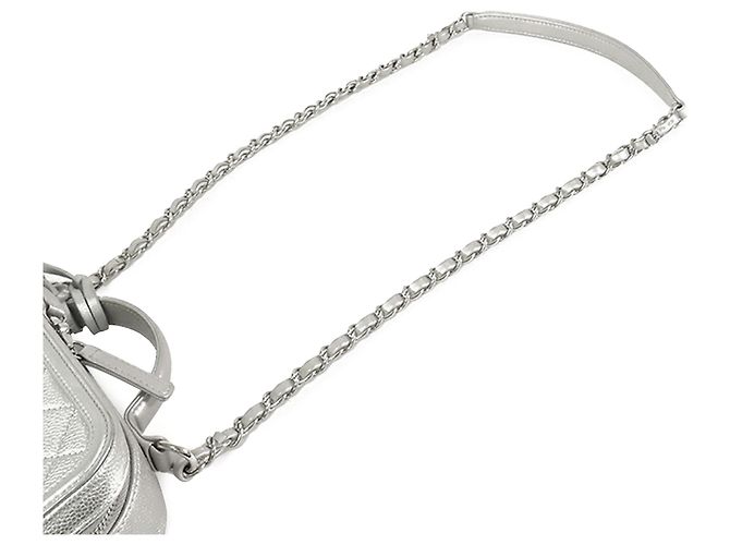 Silver Chanel Medium Caviar CC Filigree Vanity Case Satchel Silber - Ansicht 13