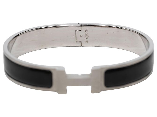 Bracciale Clic H GM stretto in smalto nero Hermès - vista 4