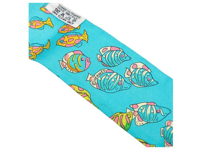 Sciarpa in seta blu Hermès Rencontre Oceane Twilly Scarves - vista 2