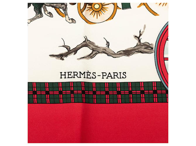 Sciarpa in seta Hermès L Hiver en Poste 90 bianca Bianco - vista 5