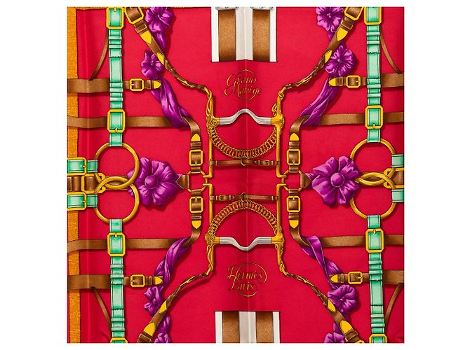 Sciarpa in seta Hermès Grand Manege rossa 90 Scarves Rosso - vista 8