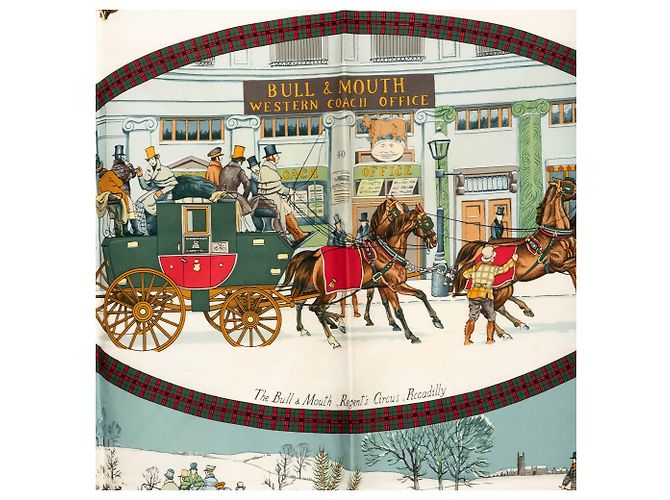 Sciarpa in seta Hermès L Hiver En Poste 90 rossa Rosso - vista 2