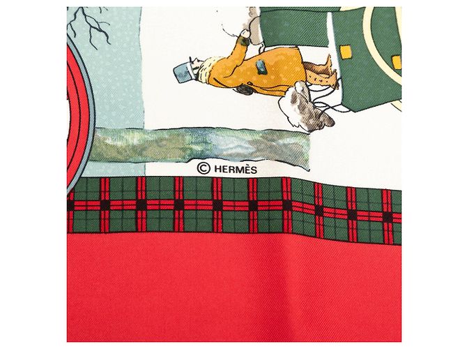 Sciarpa in seta Hermès L Hiver En Poste 90 rossa Rosso - vista 6