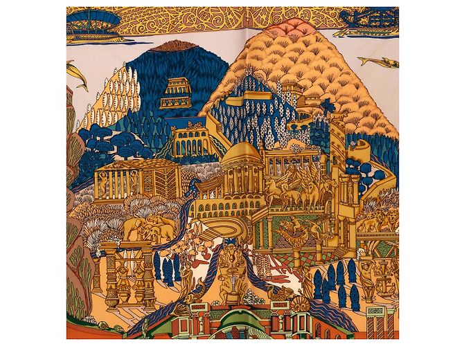 Sciarpa in seta Hermès L Atlantide 90 marrone - vista 6