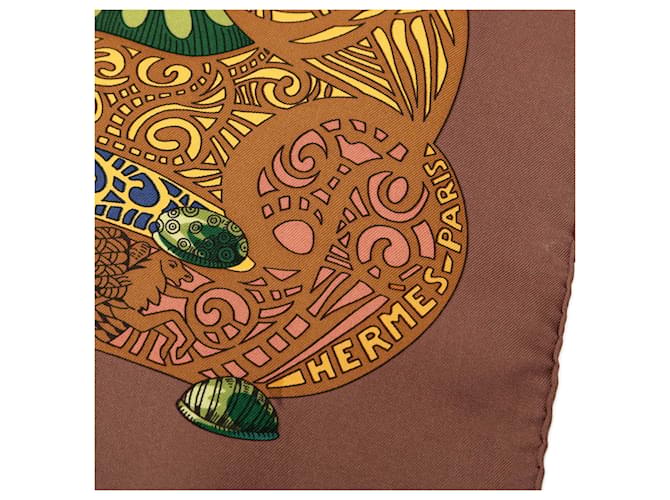 Sciarpa in seta Hermès L Atlantide 90 marrone - vista 7