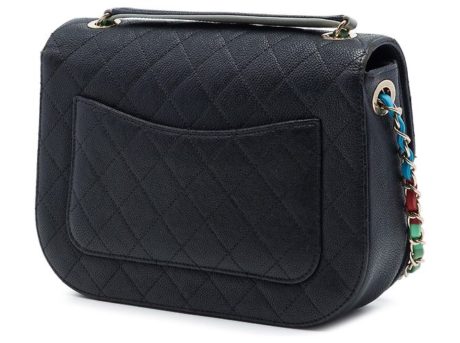 Borsa Chanel Paris Cuba Medium Quilted Caviar Thread Around Flap Nera Nero - vista 2