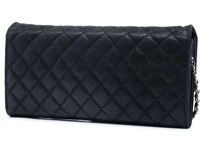 Borsa a tracolla Chanel CC Black Quilted Iridescent Fabric East West Flap Nero - vista 2