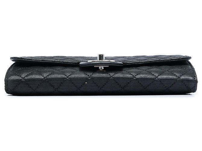 Borsa a tracolla Chanel CC Black Quilted Iridescent Fabric East West Flap Nero - vista 3