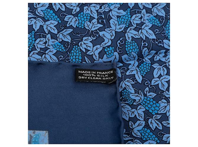 Foulard in seta Hermès blu Grape Vines - vista 2