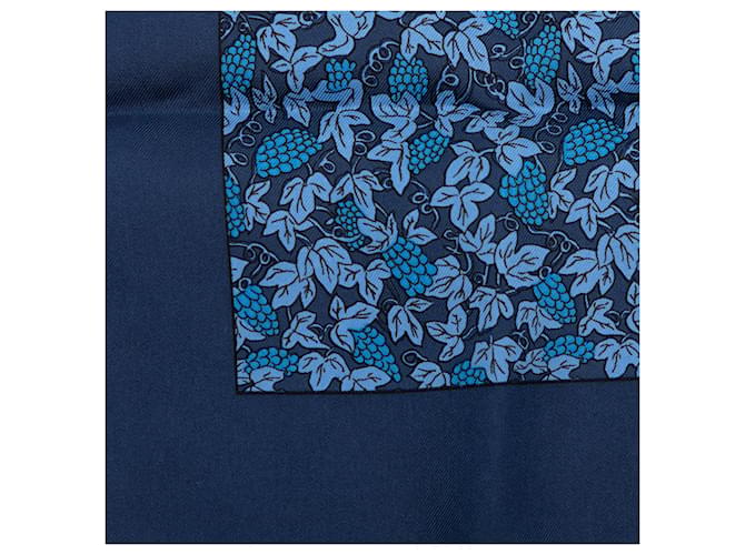 Foulard in seta Hermès blu Grape Vines - vista 4