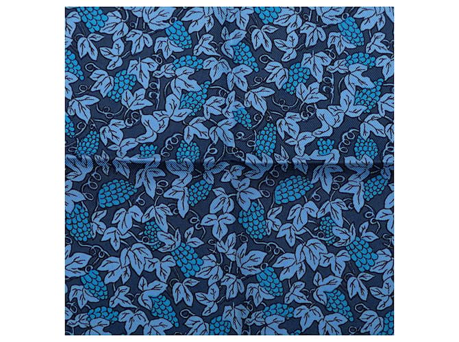 Foulard in seta Hermès blu Grape Vines - vista 5