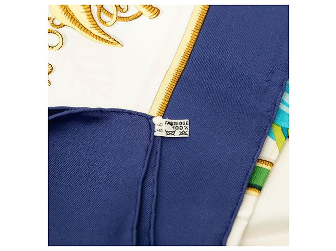 Hermès Caraibes Seidentuch 90 weiß - Ansicht 2