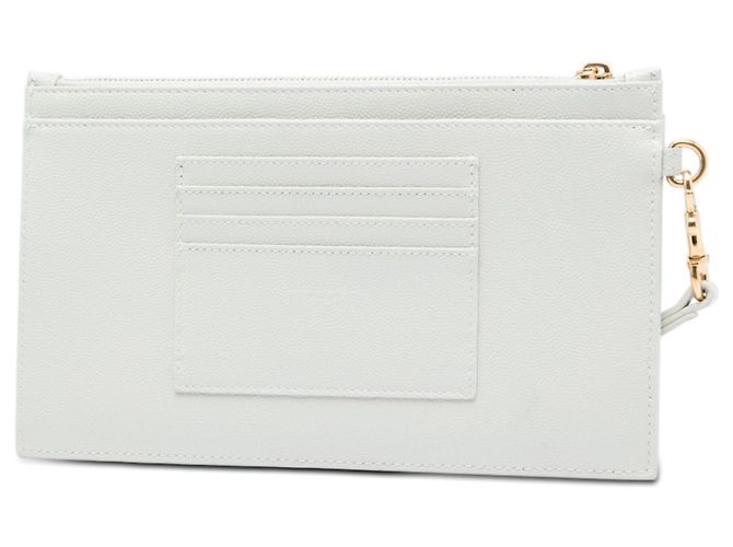 Pochette e clutch Saint Laurent Grain De Poudre Chevron Monogram Bill White Bianco - vista 2