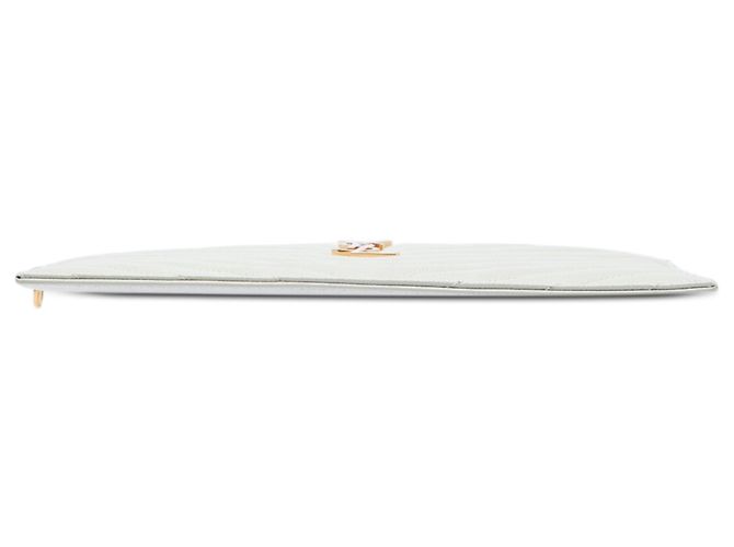 Pochette e clutch Saint Laurent Grain De Poudre Chevron Monogram Bill White Bianco - vista 3