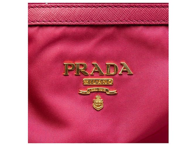 Borsa Tessuto con bordatura in Saffiano rosa Prada - vista 5