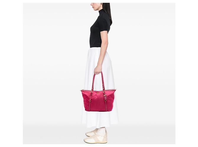 Borsa Tessuto con bordatura in Saffiano rosa Prada - vista 6