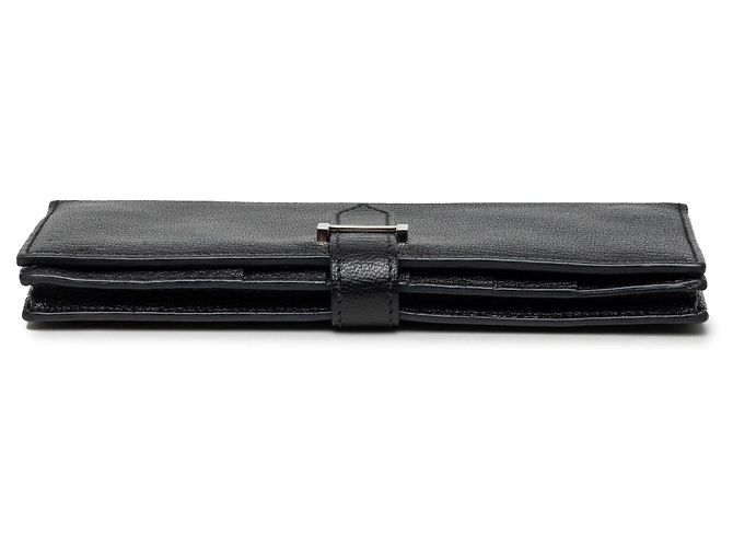 Cartera larga Hermès Bearn Soufflet en chevre Mysore negro - vista 3