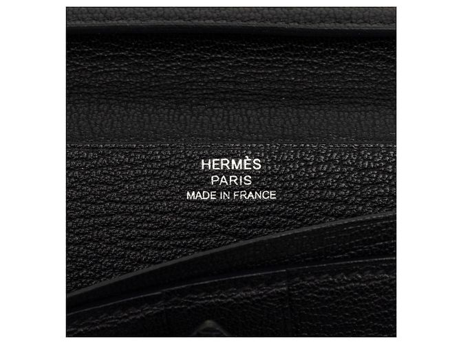 Cartera larga Hermès Bearn Soufflet en chevre Mysore negro - vista 6
