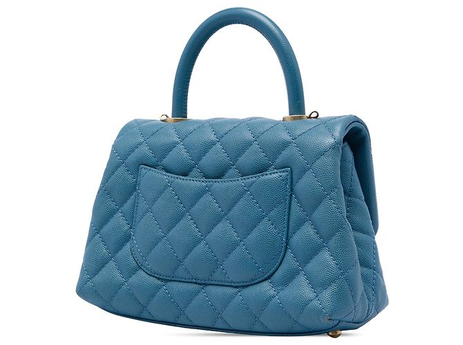 Borsa Chanel Mini Caviar Coco Top Handle Satchel Blu - vista 2
