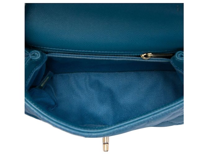 Borsa Chanel Mini Caviar Coco Top Handle Satchel Blu - vista 4