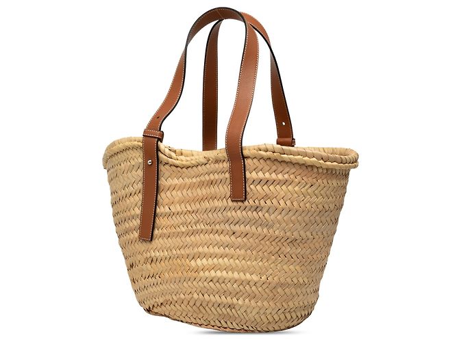 Borsa Tote LOEWE Medium Raffia Anagram beige - vista 2