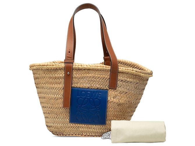 Borsa Tote LOEWE Medium Raffia Anagram beige - vista 7