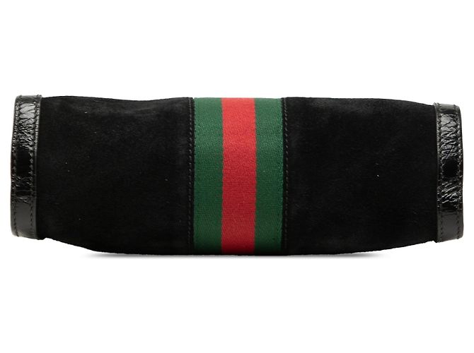 Borsa a tracolla Gucci Small Suede Web Ophidia Chain in scamosciato nero - vista 3