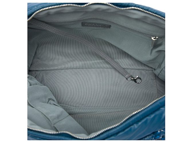 Borsa Bowler Blue Chanel Paris Byzance Nylon Tweed On Stitch - vista 4