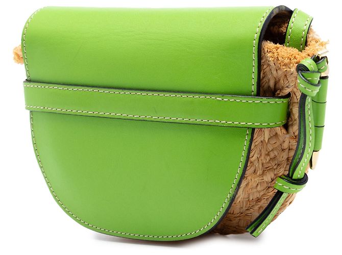 Mini borsa a tracolla Gate in rafia verde LOEWE - vista 2