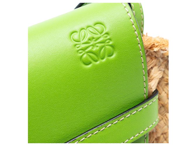 Mini borsa a tracolla Gate in rafia verde LOEWE - vista 5
