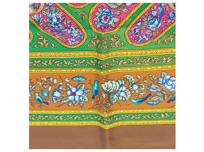 Foulard in seta Hermès Qalamdan Marrone - vista 5
