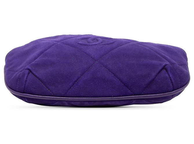 Clutch in scamosciato blu con nappa Chanel CC - vista 3