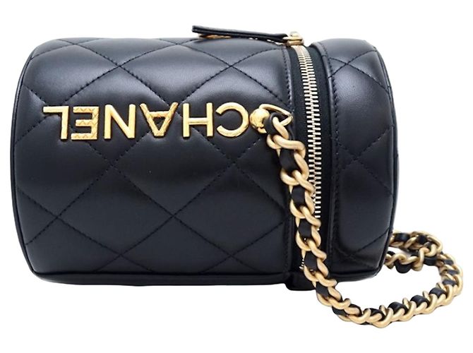 Borsa Vanity Chanel Small Quilted Lambskin Side Note Crossbody Bag Nera Nero - vista 16