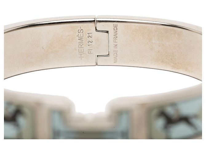Bracciale Hermès Les Allures Clic H stretto in smalto blu PM - vista 4