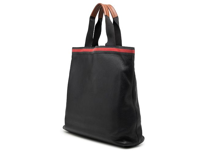 Schwarzer Gucci Web Tote aus Kalbsleder - Ansicht 2