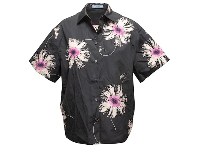 Camicia a bottoni Prada floreale Nera e Multicolor Taille IT 36 Nero - vista 2