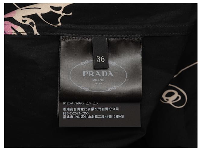 Camicia a bottoni Prada floreale Nera e Multicolor Taille IT 36 Nero - vista 6