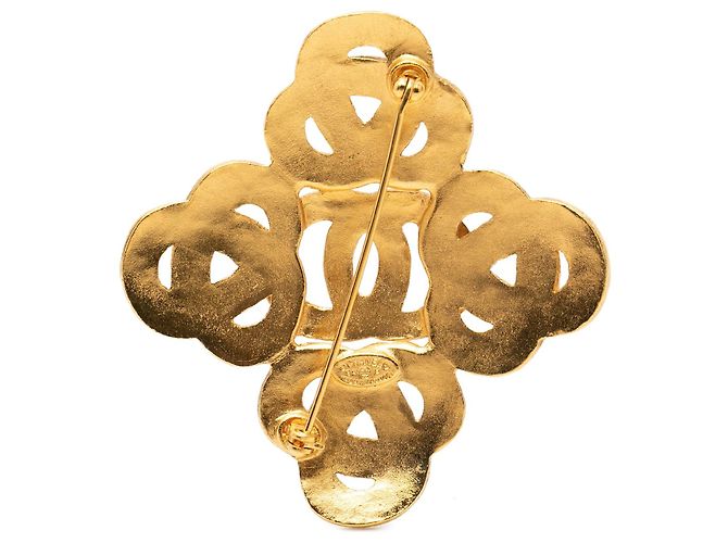 Spilla intrecciata Chanel CC placcata oro D'oro - vista 2