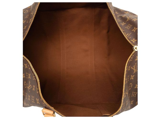 Borsa da viaggio marrone Louis Vuitton Monogram Keepall Bandouliere 55 - vista 4