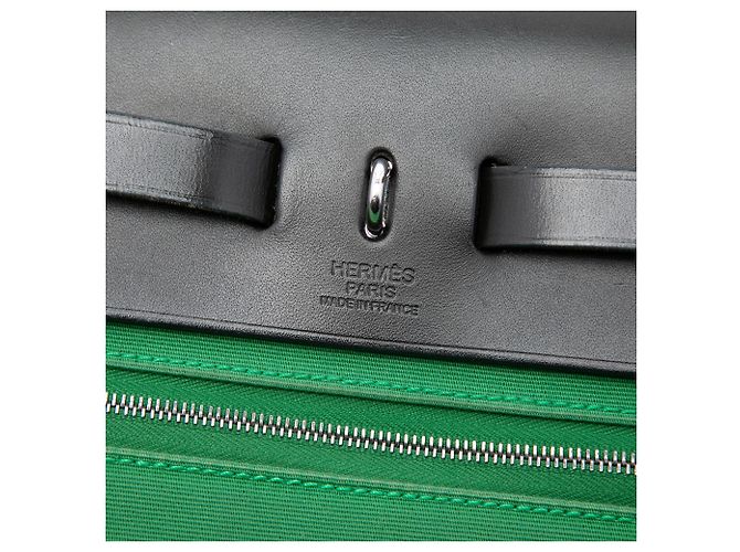 Borsa Hermès Herbag Zip 31 in Toile Militaire e Vache Hunter Verde - vista 5