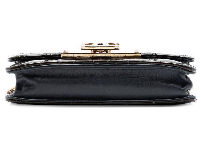 Wallet On Chain Borsa a tracolla Chanel Golden Class con catena in vernice trapuntata nera Nero - vista 3