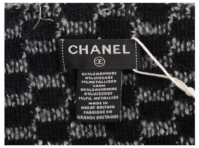 Sciarpa in cashmere a quadretti bianco e nero Chanel - vista 4
