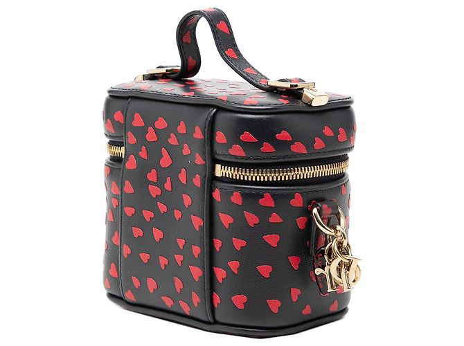 Beauty case Lady Dior Vanity Case in Micro Lambskin blu con stampa a cuore - vista 2