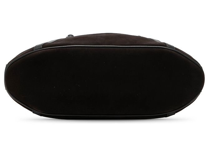 Bamboo Borsa Gucci in scamosciato marrone con manico in bambù - vista 3
