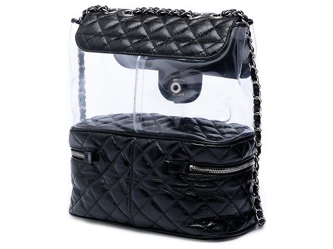 Borsa a Spalla Aquarium in Agnello Trapuntato e PVC Nero Chanel - vista 2