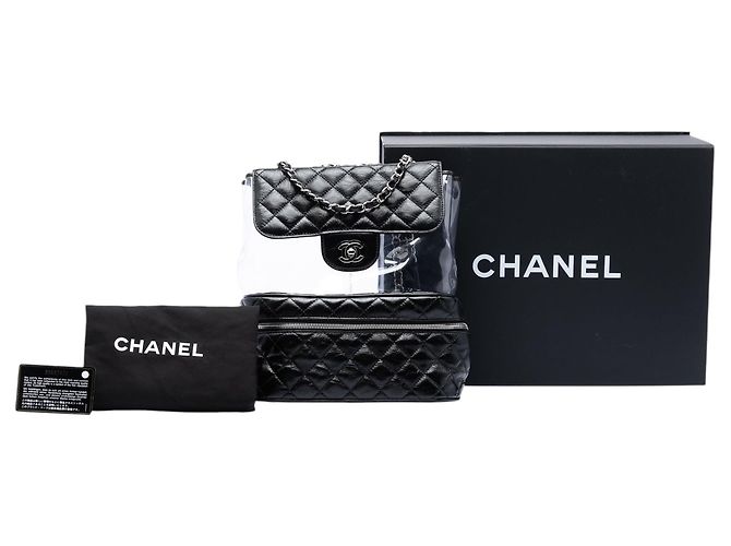 Borsa a Spalla Aquarium in Agnello Trapuntato e PVC Nero Chanel - vista 9
