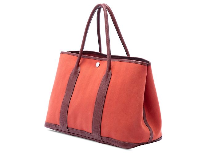 Borsa Garden Party 30 in Toile e Negonda Rosso Hermès - vista 2