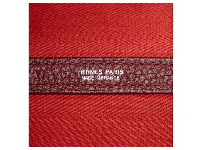 Borsa Garden Party 30 in Toile e Negonda Rosso Hermès - vista 5