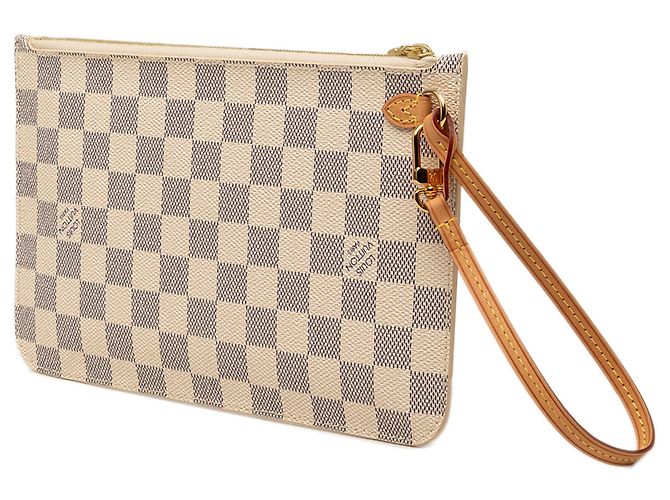 Pochette Louis Vuitton Damier Azur Neverfull MM Bianca Bianco - vista 2