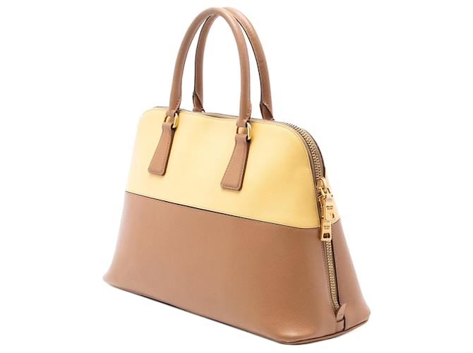 Borsa Prada Medium Bicolor Saffiano Lux Promenade marrone - vista 2